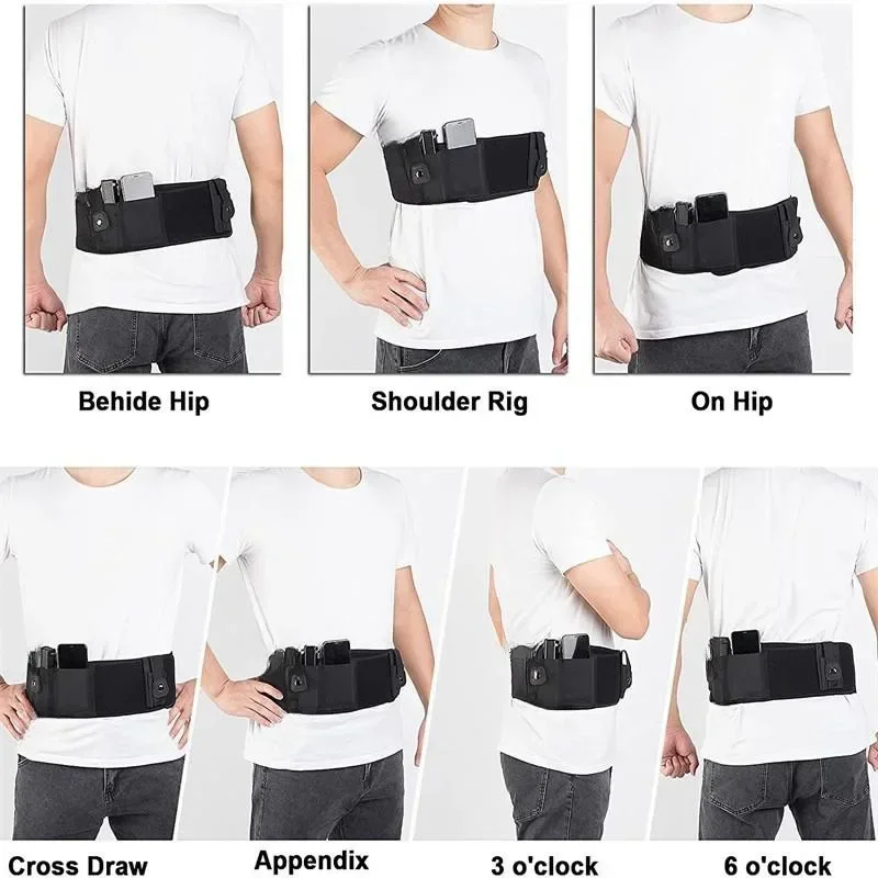 Funda para exteriores, funda táctica oculta multifuncional para caza, Material de buceo Universal izquierdo y derecho, bolsa para pistola ajustable - imagen 4