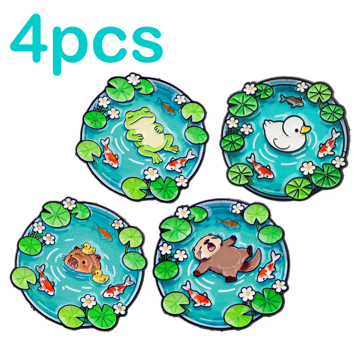 4 Uds. Pin esmaltado bonito Pin de solapa pato Rana Capybara broche conjunto decoración de ropa alfileres de Metal mochila sombrero insignia Accesorios