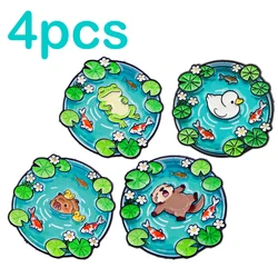 Pin esmaltado pato rana capibara – broche para ropa y mochila