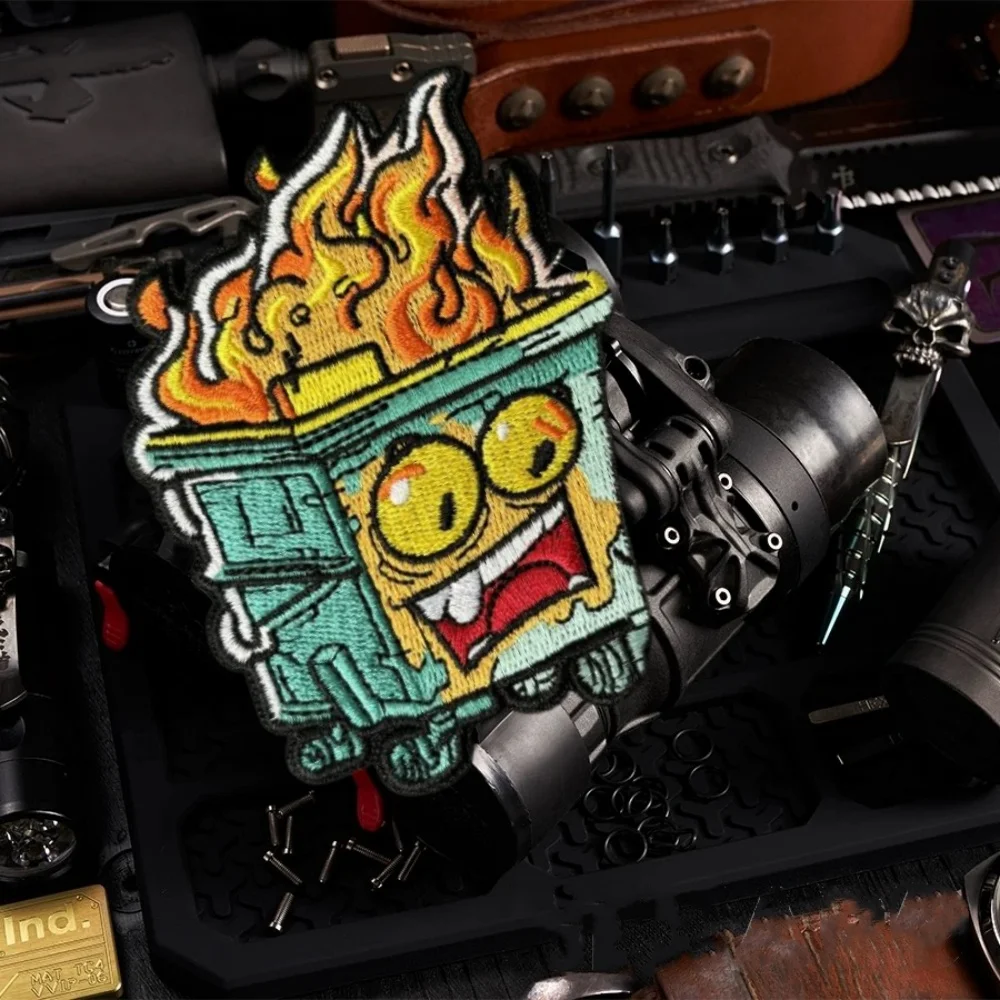 Parche bordado de moral de caja ardiente, insignia táctica militar, brazalete divertido, pegatinas para mochila con gancho y bucle - imagen 5