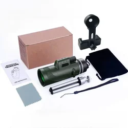 Monocular 80x100 HD con trípode clip para móvil caza aves portátil