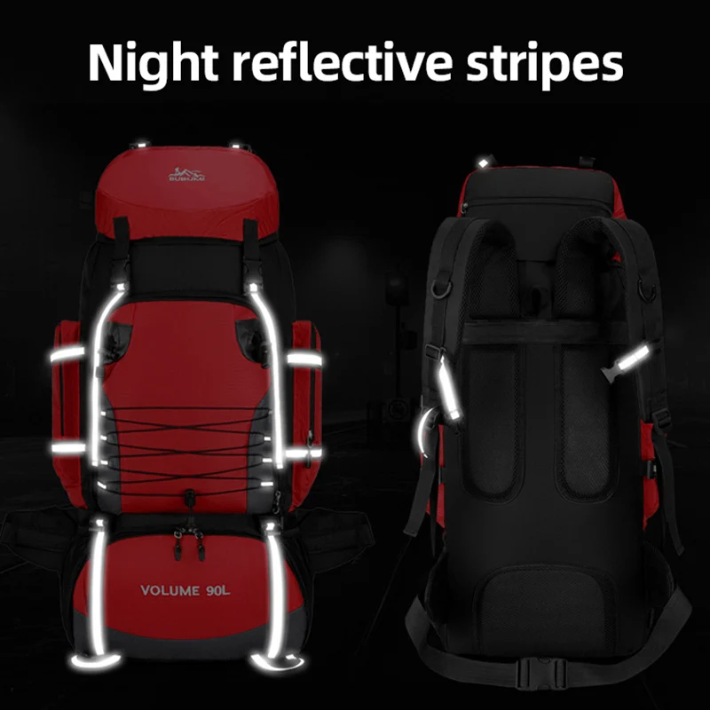 Mochila táctica para escalada y senderismo al aire libre de 90L, mochila para deportes de acampada, senderismo, bolsa de equipaje reflectante de viaje grande para hombres y mujeres - imagen 5