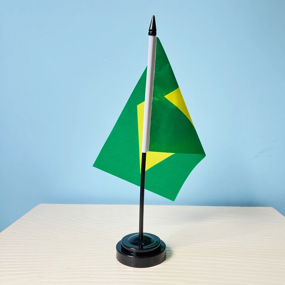 Gabinete de escritorio de oficina de 14x21cm, bandera de Brasil, soporte de mesa brasileño, palo de bandera, decoración de habitación de Brasil - imagen 2