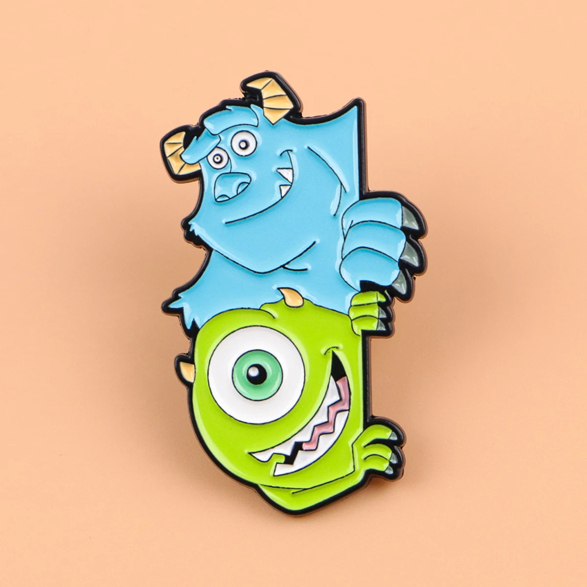 2 unids/set lindo monstruo esmalte Pins broche de dibujos animados conjunto sombrero solapa Pin insignia mochila accesorios joyería regalos para amigos - imagen 5