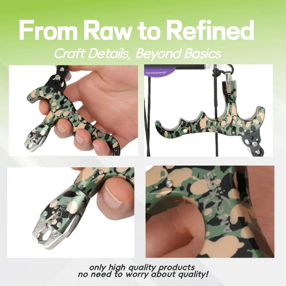 Liberación del arco compuesto de tiro con arco de 4 dedos 360 °   Lazos de pinza giratorios, accesorio duradero de aluminio para objetivo de caza al aire libre - imagen 3
