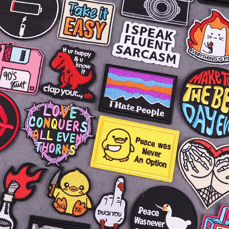 Parche termoadhesivo de pato Punk para ropa, parches bordados de letras de amor para Jeans, apliques, insignias DIY