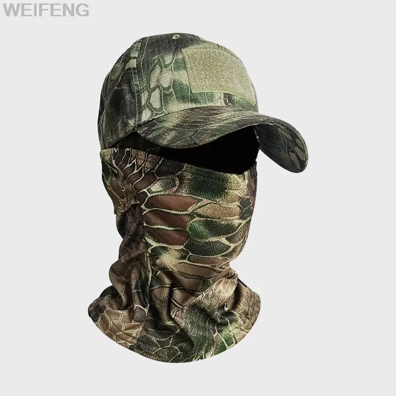 Pasamontañas táctico para hombre, gorras de béisbol, conjunto de máscara facial completa, sombrero de sol Snapback de verano, caza al aire libre, pasamontañas de camuflaje - imagen 4