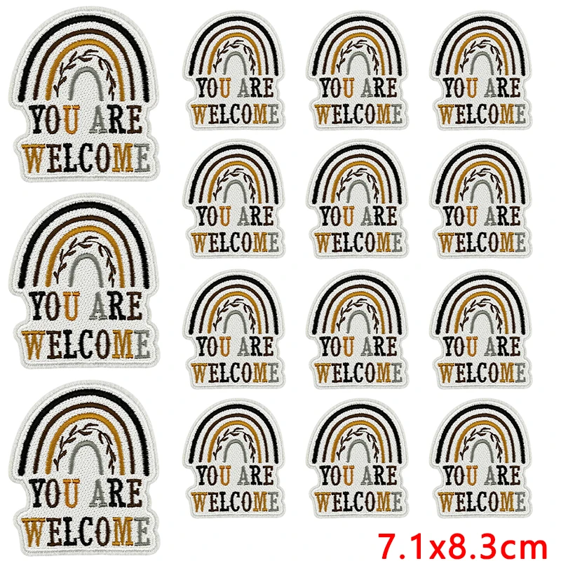 10 unids/lote de parches bordados con eslogan de dibujos animados/letras, parche con logotipo, parches termoadhesivos para planchar para ropa, insignias - imagen 5