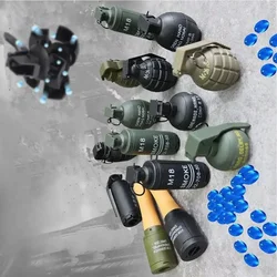 RR2PCS Grenadas de impacto alimentadas por resorte, plástico táctico M67, juguetes de granadas de mano, modelo para Airsoft, Paintball, juego CS, accesorio de juego de rol