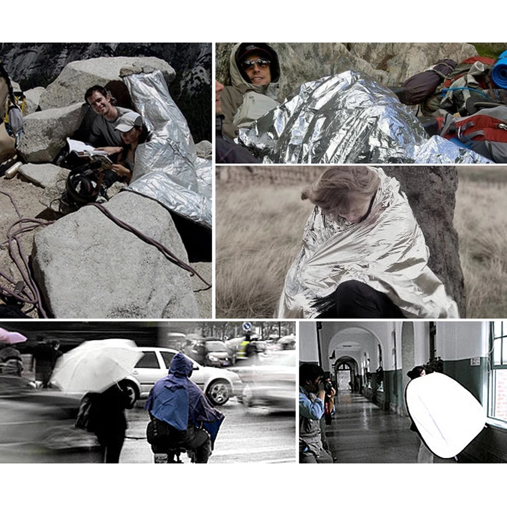 Manta de emergencia plegable para exteriores, Kit de primeros auxilios, rescate militar, resistente al viento, lámina impermeable, mantiene el calor - imagen 5