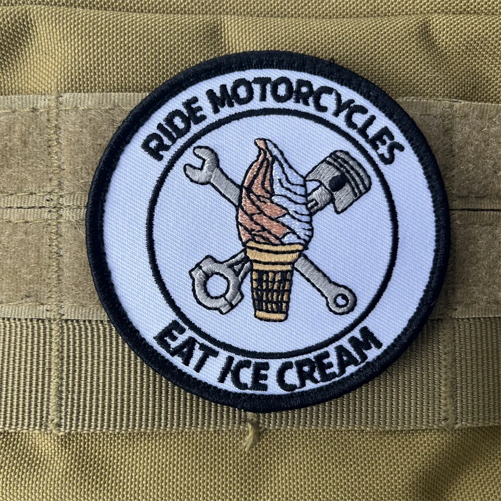 Parches bordados para comer helado, insignia de moral táctica, mochila militar, pegatina de gancho y bucle - imagen 4