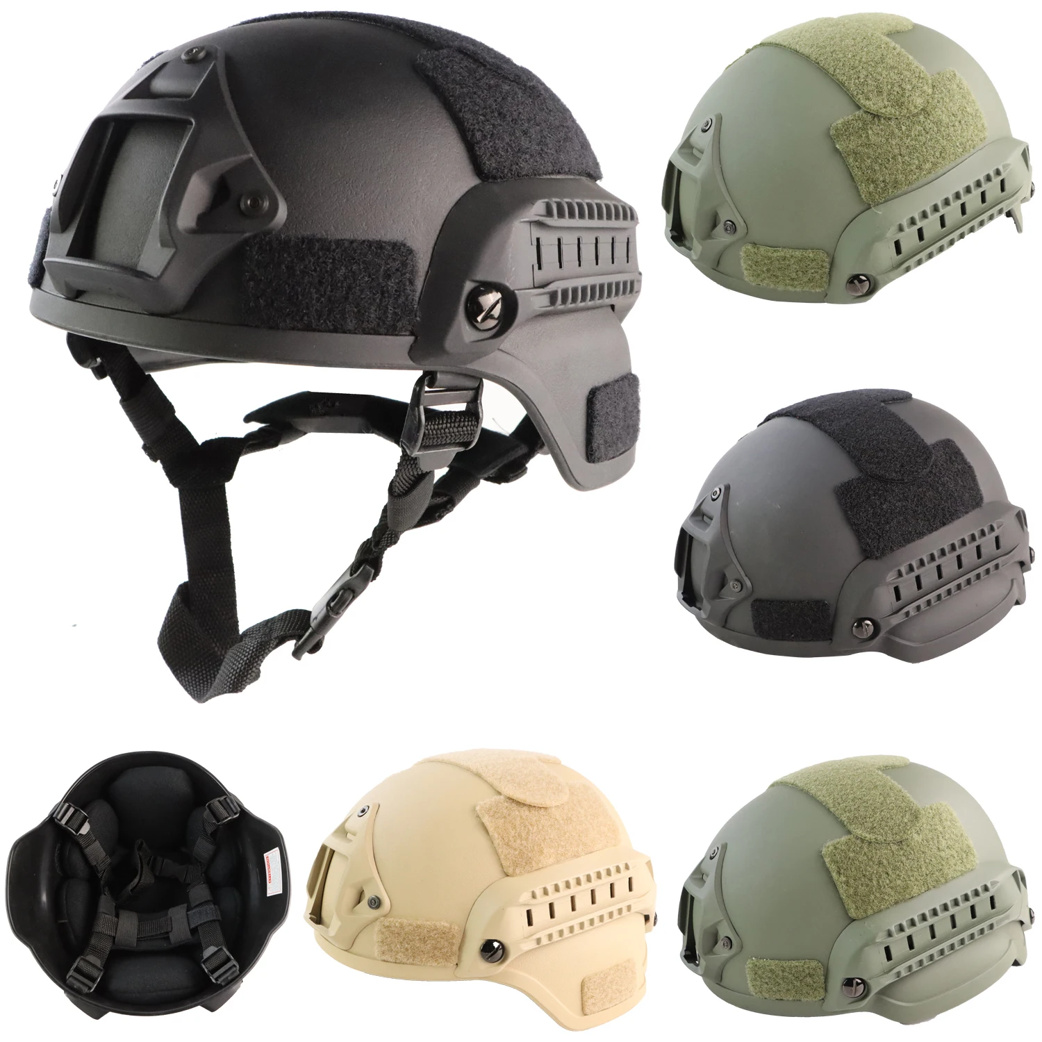 Casco MICH 2000 3mm ABS plástico ajustable ACH casco táctico con protección para los oídos montaje frontal NVG y riel lateral - imagen 2