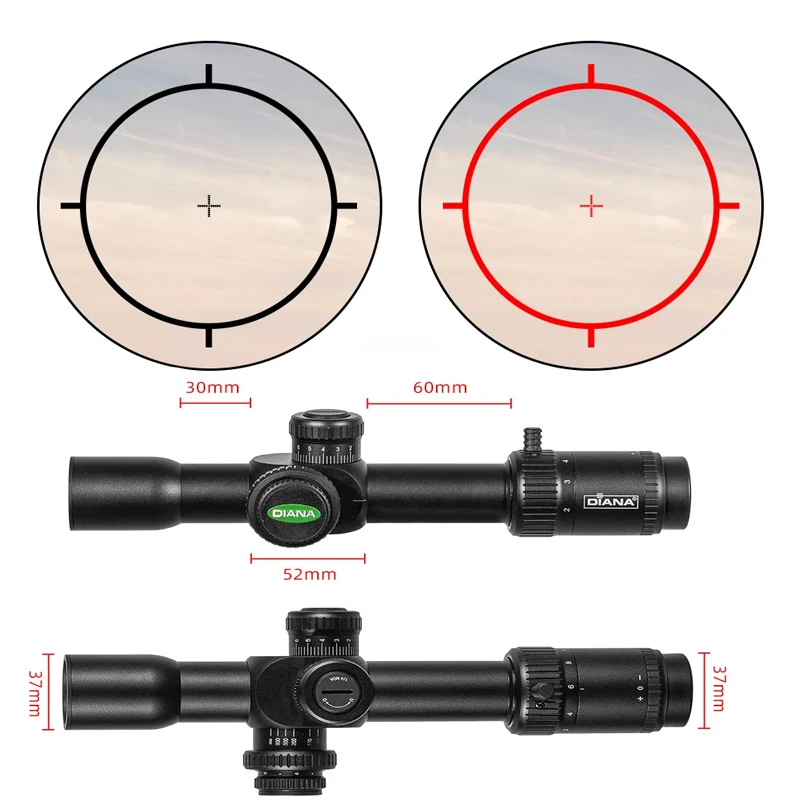 DIANA 2-10X30 FFP primer plano Focal alcance paralelo lateral 1/4 MIL SR1 retícula táctica caza Riflescope Luneta CQB AR.338.556
