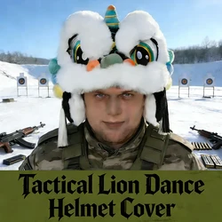 Cubierta táctica para casco de danza del león, gorro de felpa con diseño de león, gorro cálido para esquiar, vehículo eléctrico, equipo para actividades al aire libre en invierno