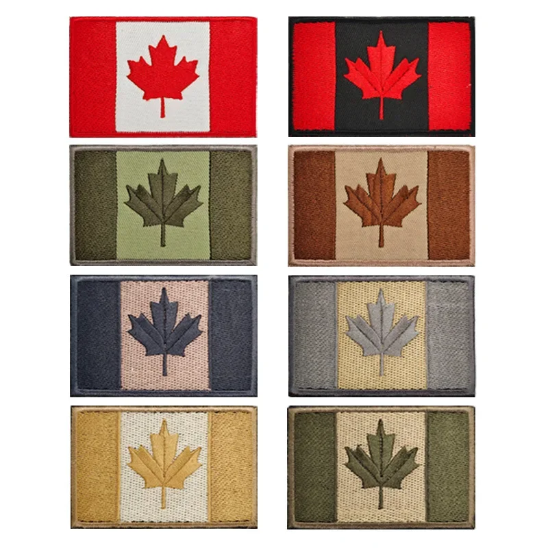 Parche reflectante IR de la bandera de Canadá, banderas canadienses, parches bordados de hoja de arce, insignias de apliques tácticos luminosos de goma de PVC 3D - imagen 4