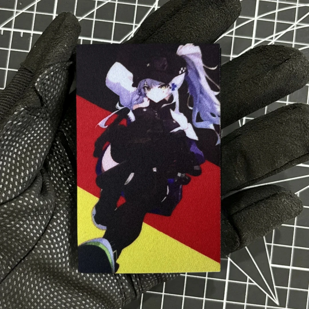 Parche de insignia de moral divertida HK416 de primera línea para niña, emblema militar, brazalete táctico, gancho impreso y bucle, pegatinas para mochila de ropa