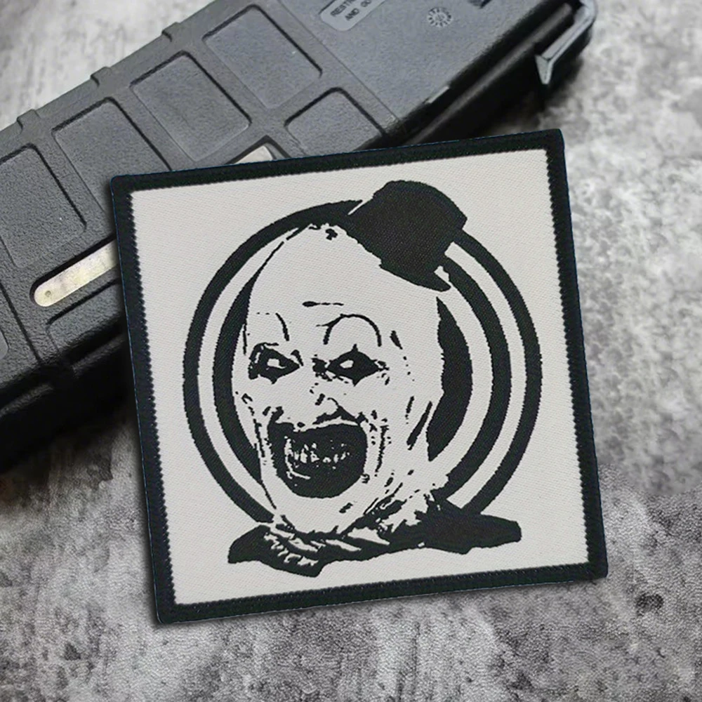 Parche táctico de moral de payaso de arte de Terror, parches de gancho y bucle, insignia militar, pegatinas para mochila, brazalete, aplique para casco - imagen 3