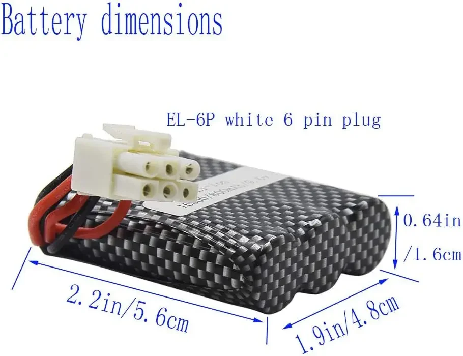 EL-6P-Batería de iones de litio de 9,6 V, 800mAh, 20C, para S911, S912, 9115, 9116, 9120, 15-DJ02, 15-DJ03, coche de carreras RC, juguetes 1/12 - imagen 2
