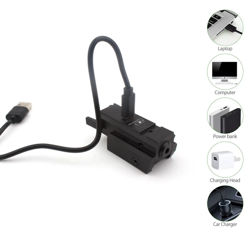 Mira de punto láser recargable por USB, accesorio táctico para deportes al aire libre, caza, montaje de riel Picatinny para pistolas, rojo, verde, azul - imagen 4