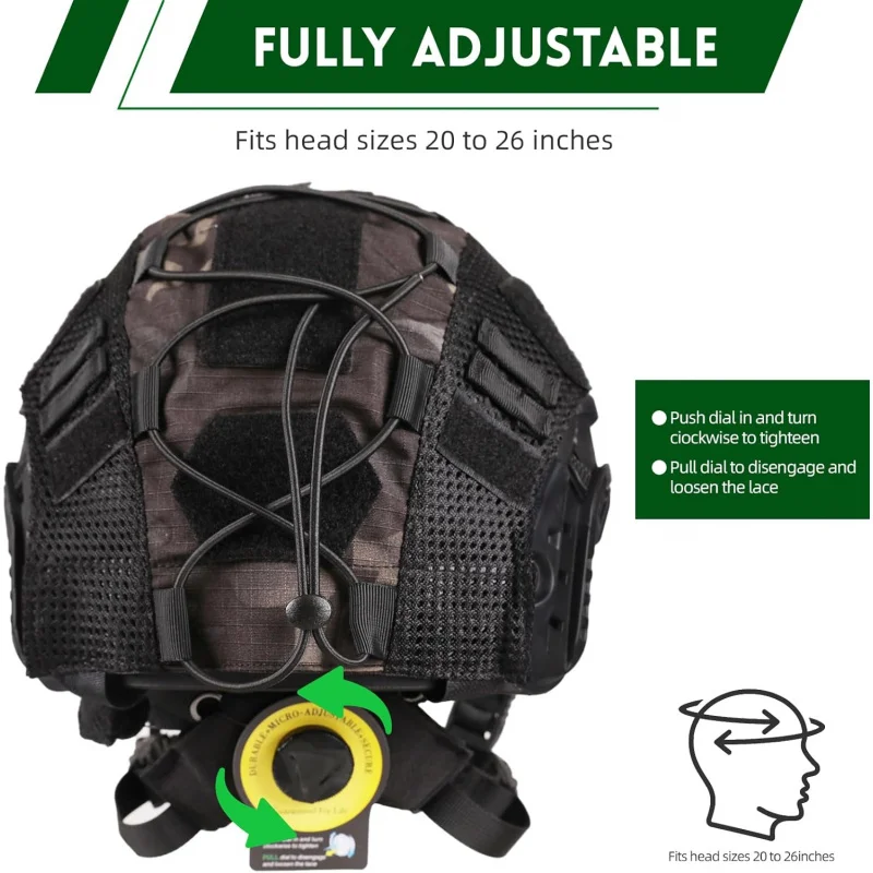 Casco protector táctico rápido casco táctico ajustable con bolsa de batería y cubierta para Airsoft, Cosplay, equipo militar - imagen 3