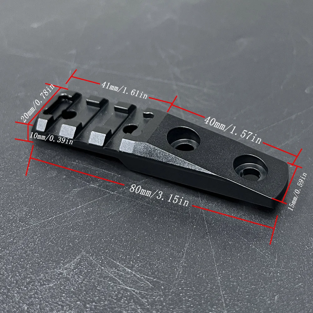Soporte de luz táctica de aluminio CNC, mira láser, Base de guía de 20mm, Mlok Keymod, montaje en riel de 3 ranuras, soporte para luz de arma - imagen 4