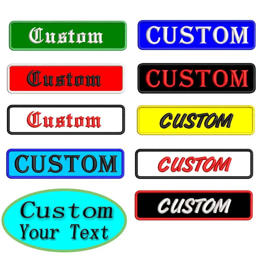 Etiquetas de nombres personalizadas Parches bordados con respaldo de bucle de hierro/gancho