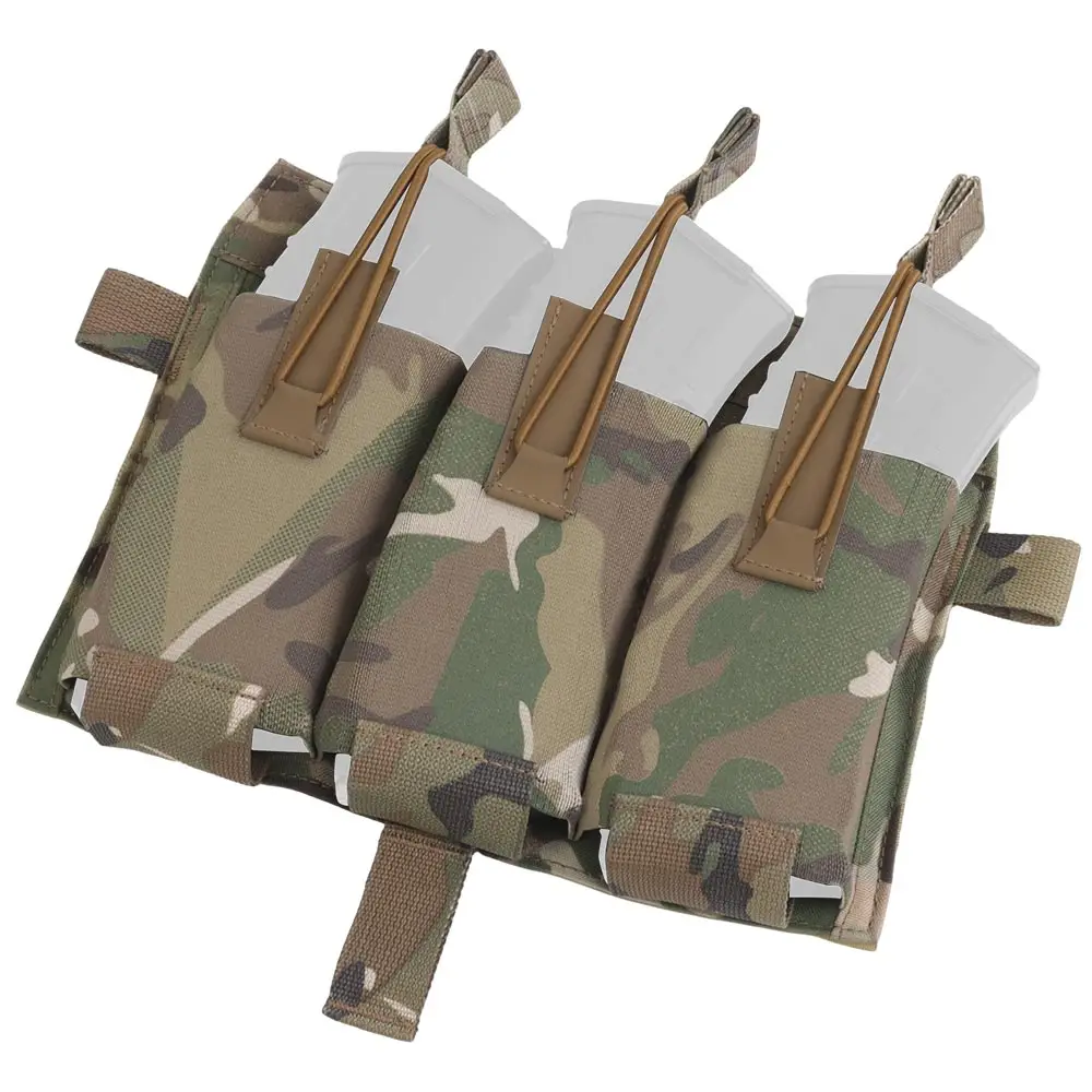 Portador de placa de chaleco táctico, bolsa con solapa frontal elástica M4 AR 556, bolsa Triple Mag MOLLE Airsoft, accesorio de equipo de caza - imagen 3