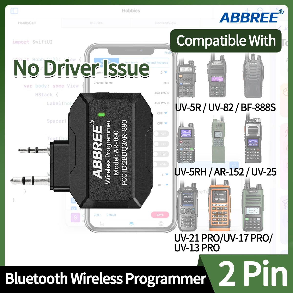 Programador inalámbrico Bluetooth Plug & Play programación de aplicaciones de teléfono para Baofeng Walkie Talkie UV-5R BF-888S UV-21 PRO Quansheng UV-K5 - imagen 2