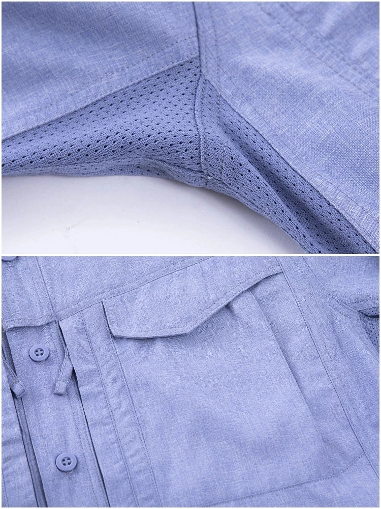 Camisa táctica militar para hombre, chaqueta ligera del ejército, camisa transpirable de secado rápido de Color sólido, Tops de carga de manga larga de verano - imagen 5