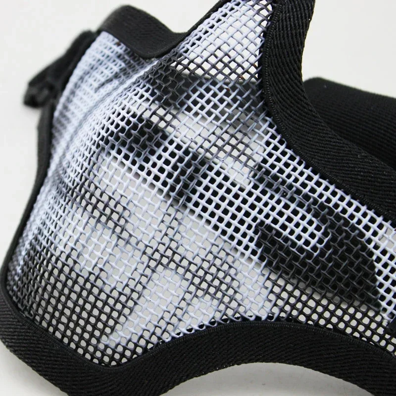 ERQYGRA-mascarilla táctica de media cara V1, doble banda, Airsoft, malla de acero bajo en carbono, CS, protección para tiro, deportes, accesorios de Paintball - imagen 5