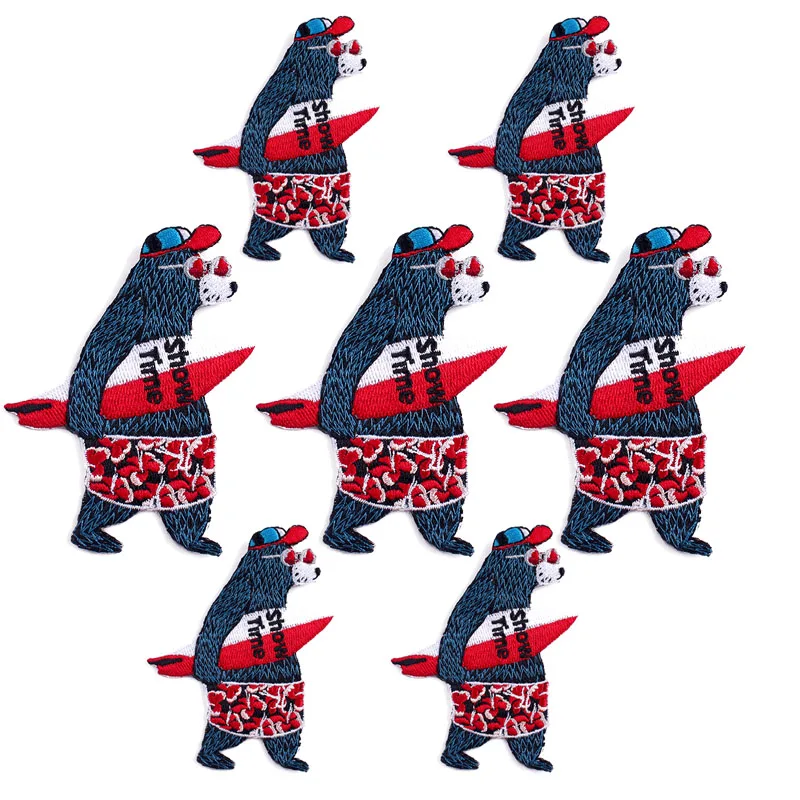 Prajna-Parche bordado de oso Shar de 10 piezas, parches Punk de animales musculosos para ropa, parches de Rock para planchar, Parche de costura DIY - imagen 2