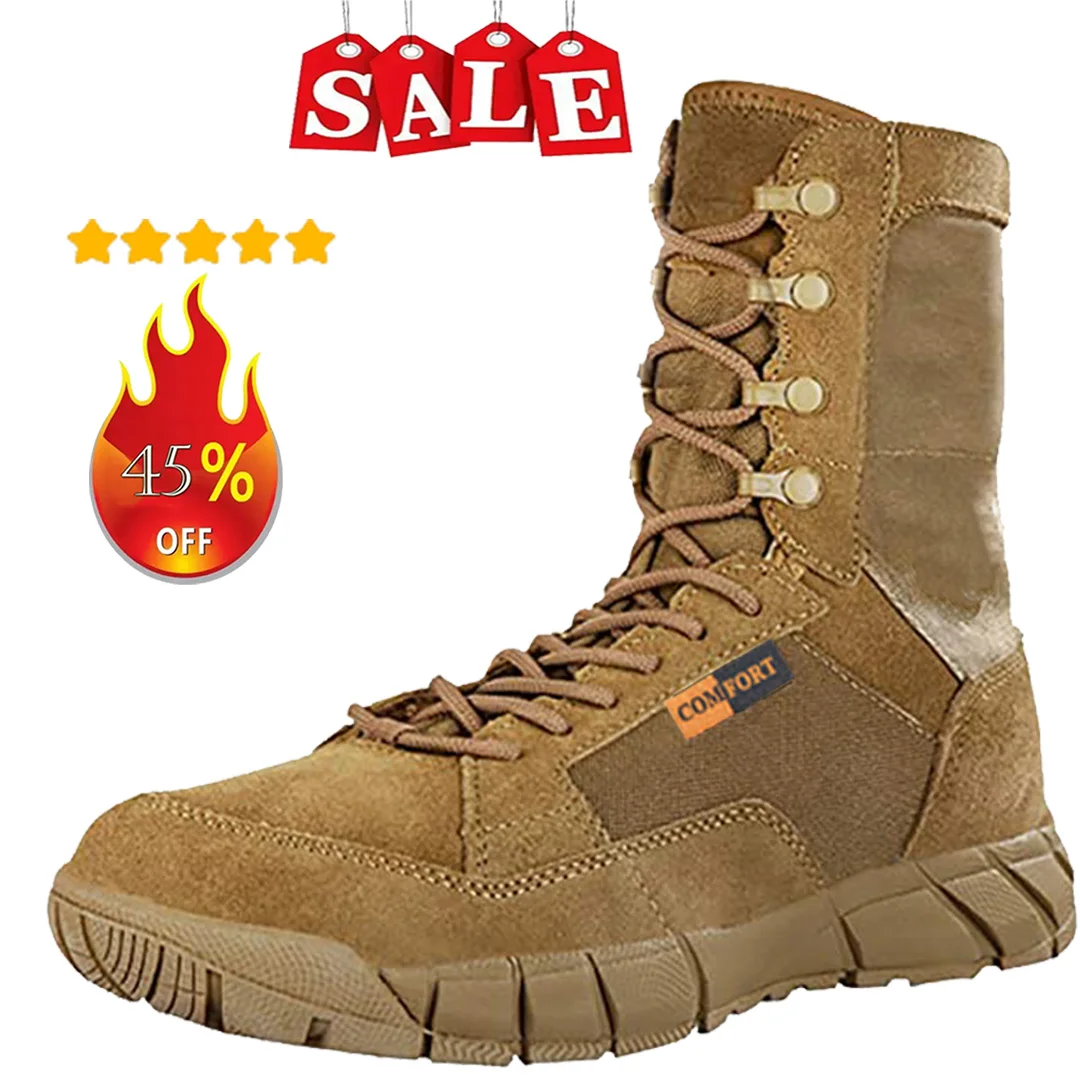 Zapatos tácticos ligeros para hombre, Botas de combate, entrenamiento con cordones, Botas impermeables para exteriores, zapatos transpirables para senderismo - imagen 2