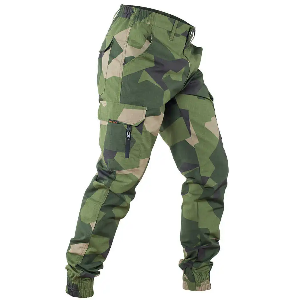 Sueco M90 camuflaje geométrico alemán punto Camo ruso EMR pantalones tácticos de verano telas a cuadros pantalones con puños - imagen 3