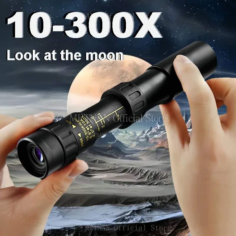 Telescopio Monocular profesional de largo alcance para caza y acampada, binoculares potentes portátiles HD 4K con Zoom 10-300x40, BAK4-Prisms