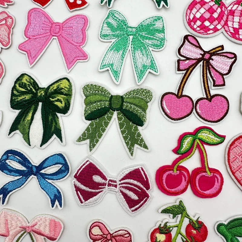 Pegatina bordada de dibujos animados, pegatina decorativa para planchar, costura DIY, lazo rosa, ropa, zapatos, sombrero, bolsa, parche - imagen 2