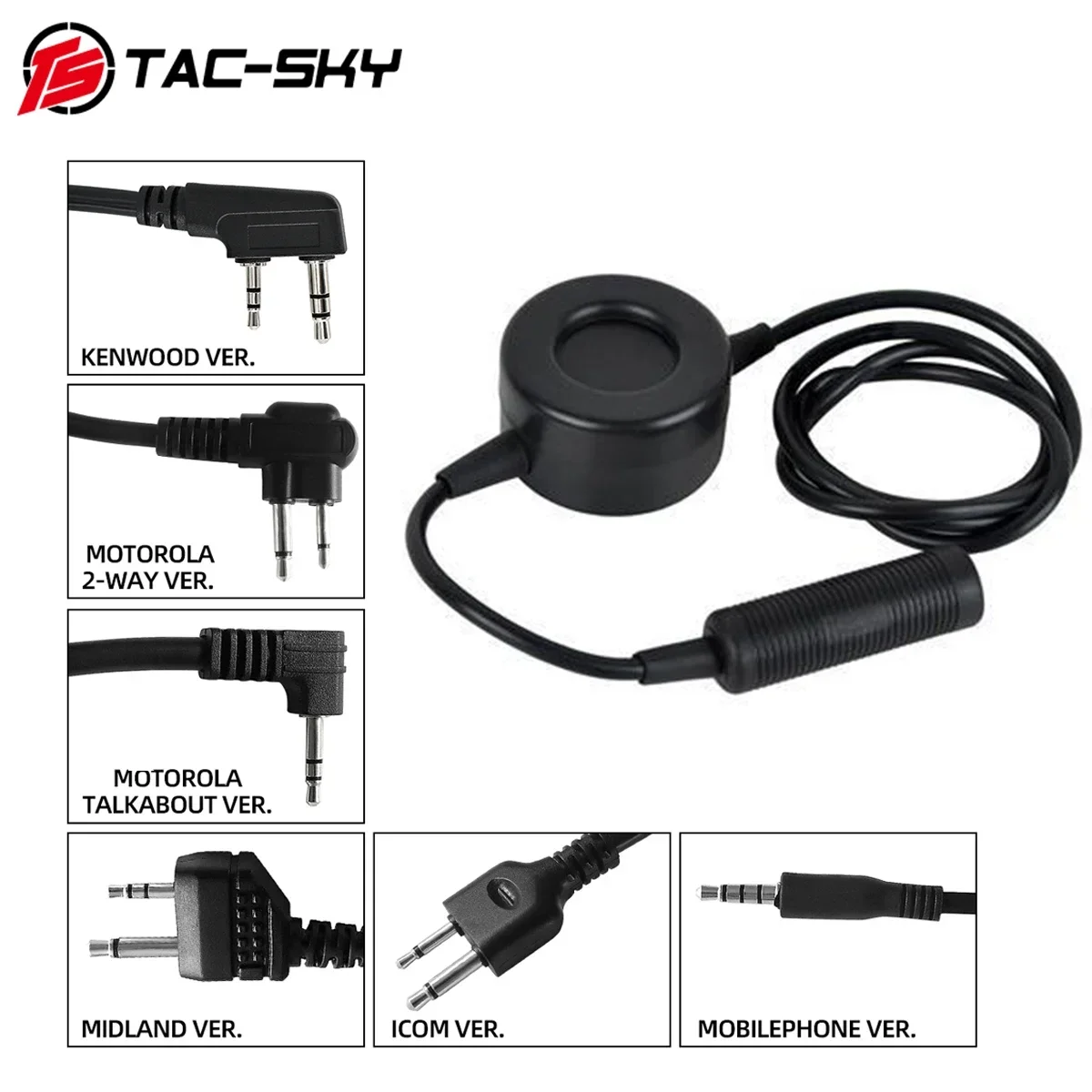 TS TAC-SKY para auriculares tácticos Comta Sordi, adaptador TCI PTT para Walkie Talkies multienchufes Kenwood ICOM Midland Motorola - imagen 4