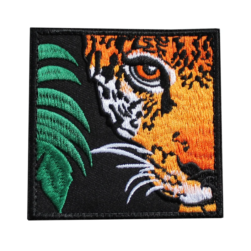 Accesorios para bolsa al aire libre, insignia de tigre de la selva, brazalete colorido completamente bordado, ropa de moral, parche para chaqueta de mochila con gancho y bucle - imagen 5