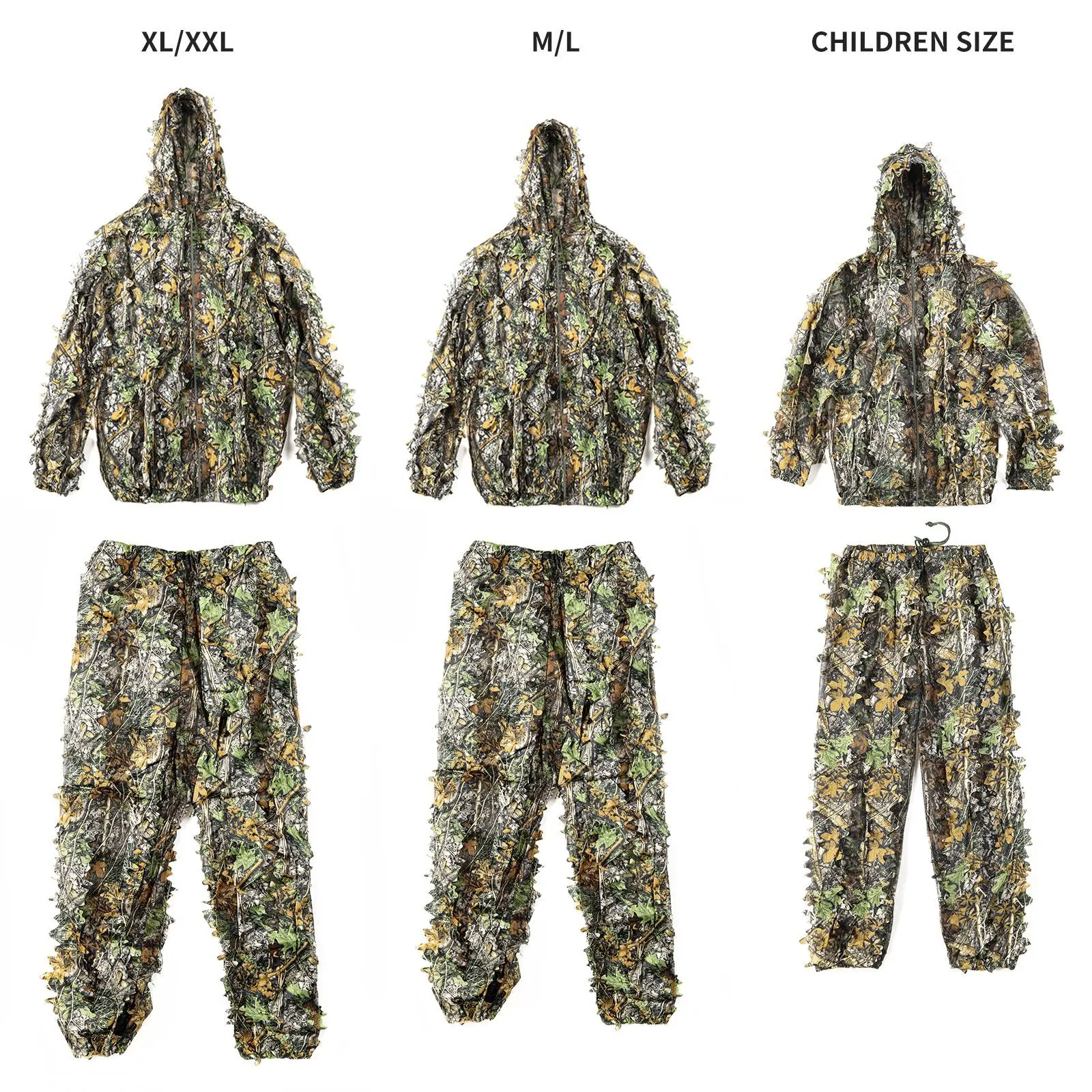 Traje táctico de camuflaje biónico de hoja de arce 3D para exteriores, conjunto de ropa de jungla, pantalones, chaqueta con capucha para niños, hombres y mujeres, caza - imagen 2
