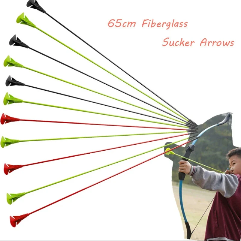 25,5 ''succionador flechas de fibra de vidrio objetivo tiro con arco práctica deportes juego al aire libre flechas para niños