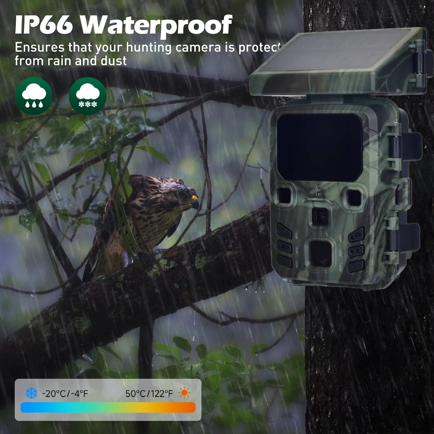 Cámara de rastreo de visión nocturna con energía Solar para exteriores, 50MP, 4K, caza, disparador de 0,3 s, cámara de rastreo para monitoreo de vida silvestre, cámara de juego con trampa - imagen 5