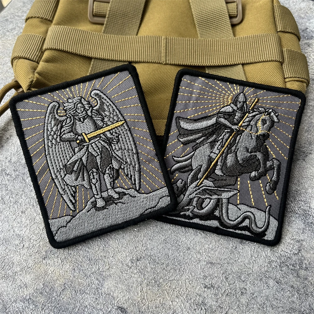Emblemas de moral del Arcángel táctico de Victor St. George, parches de gancho y bucle bordados de Michael para ropa, pegatina para mochila