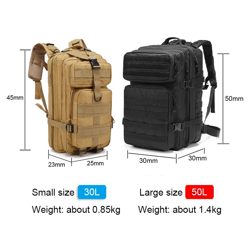 Attack-Mochila deportiva de caza para exteriores, bolsas tácticas multifunción, montañismo, hombros, alta capacidad, 30/50L - imagen 2