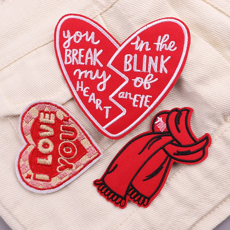 Parches de Ion en la ropa, parche bordado de chica de dibujos animados, rojo, rosa, hermoso para decoración de letras positiva, pegatinas de costura - imagen 4