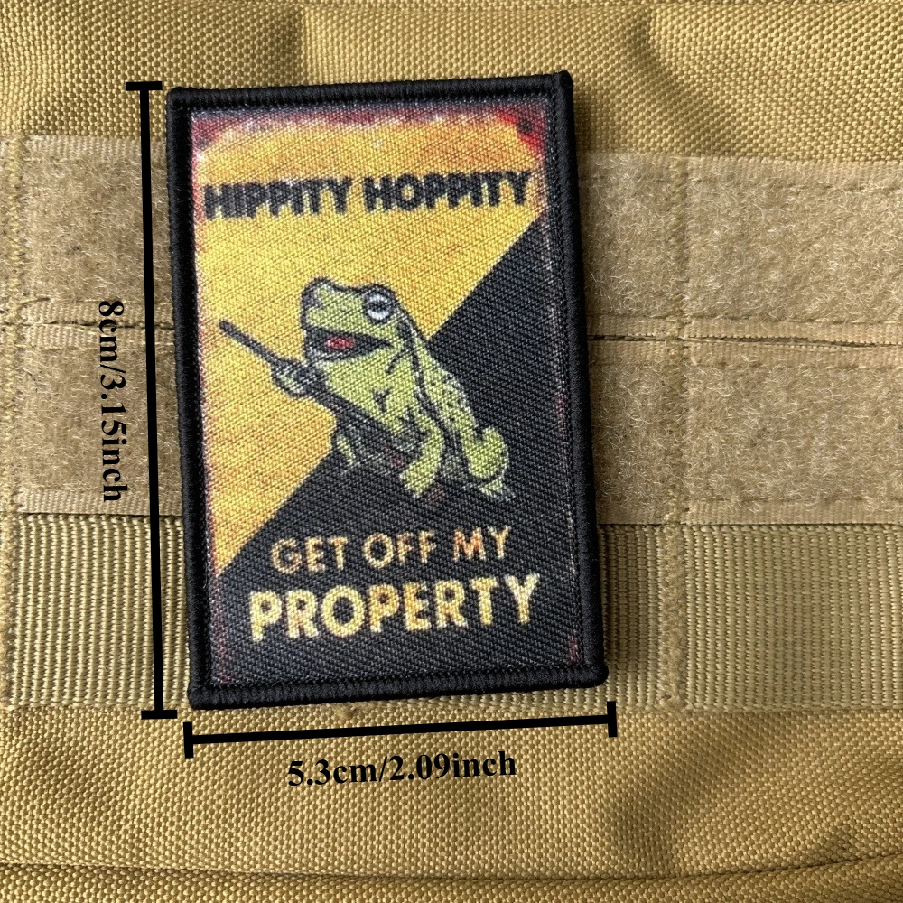 Hippity Hoppity Get Off My Property Emblem Insignia de moral de rana Parches militares tácticos Mochila militar Pegatinas de gancho y bucle impresas - imagen 3