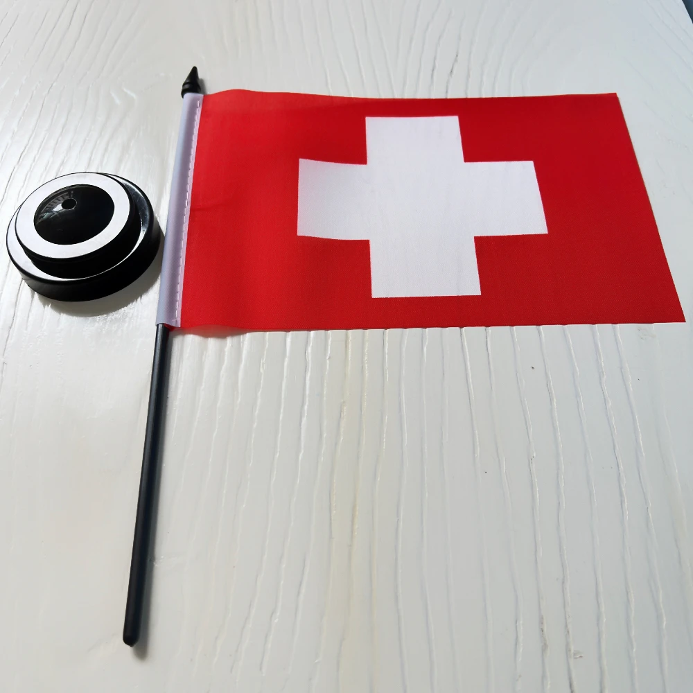 Bandera suiza de escritorio de oficina de 14x21cm, pancarta de poliéster, bandera nacional suiza para decoración - imagen 4