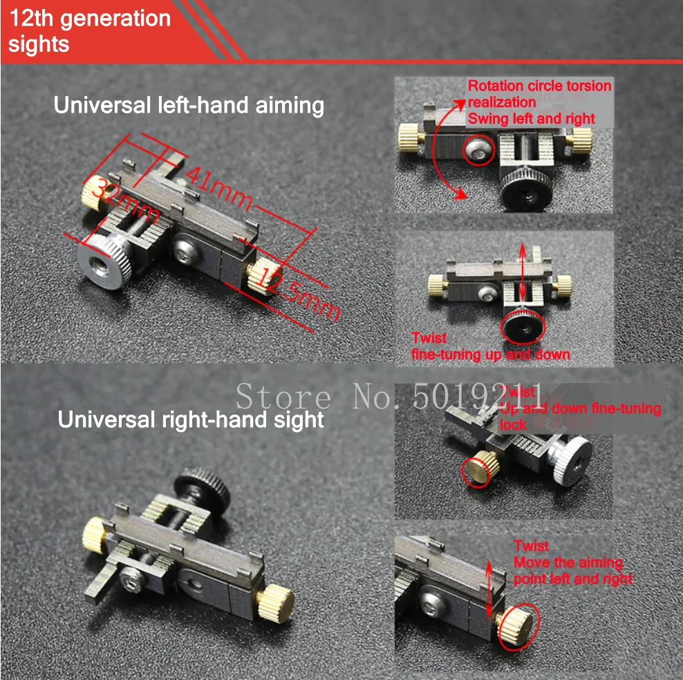 Accesorios para tirachinas, miras especiales para tirachinas, miras universales mecánicas de aleación de titanio completas - imagen 5