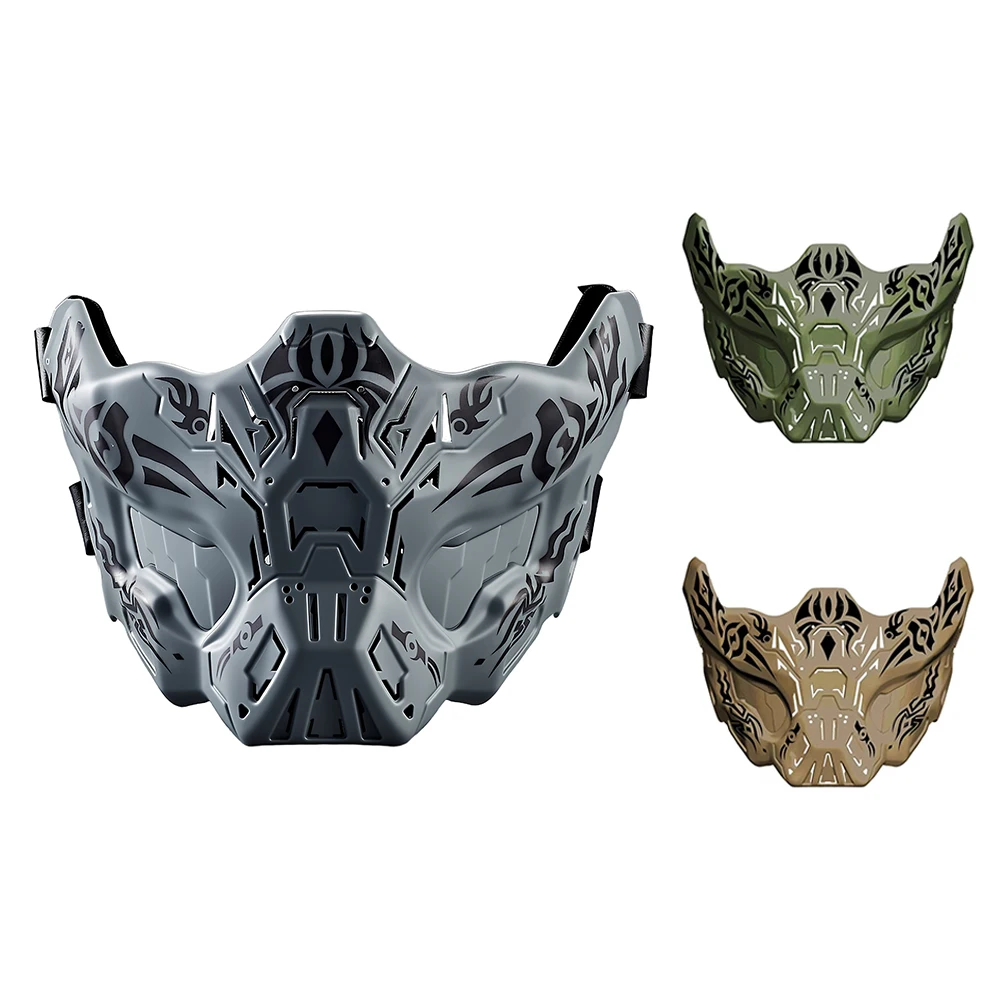 Máscara de media cara fantasma con máscara protectora de silicona táctica de media cara para caza CS Cos máscaras de Paintball de Halloween