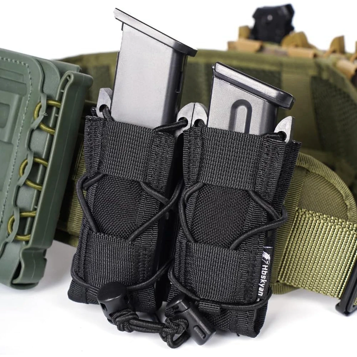 .45 Bolsa doble para revistas de 9mm, bolsa táctica Molle para revistas individuales, bolsas magnéticas de doble capa, soporte Universal para cartuchos - imagen 4