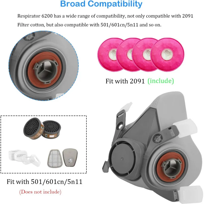 Media mascarilla reutilizable: una mascarilla respiratoria con filtro para pintura en aerosol, polvo, soldadura, resina, humo y gases de vapor orgánicos. - imagen 4
