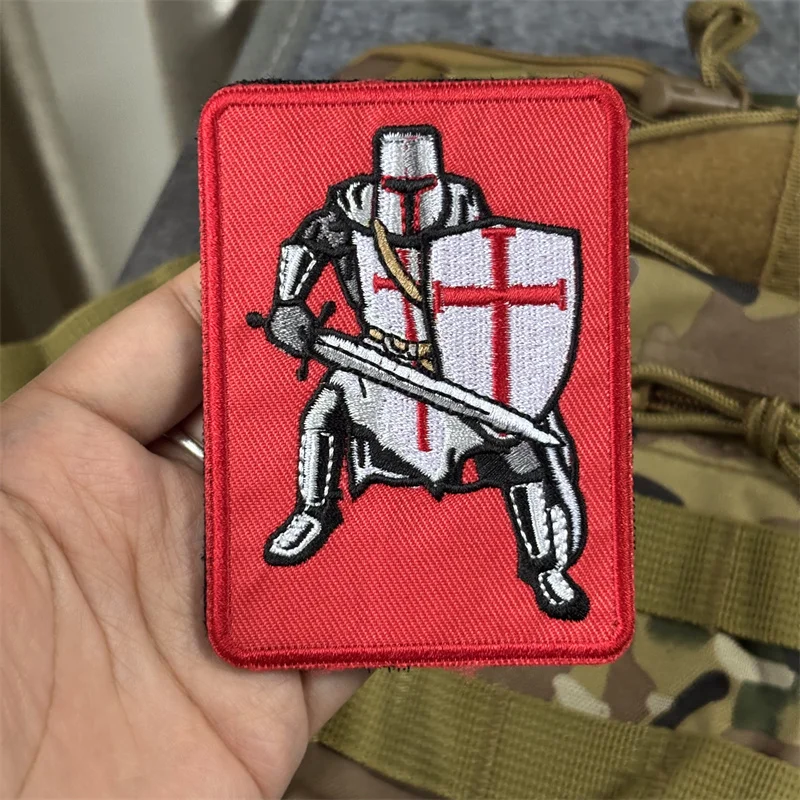 Parche bordado militar táctico "Crusader Knight", insignias de moral con gancho, parches para ropa, pegatinas para mochila - imagen 4